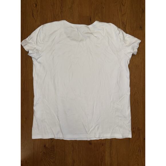 Eileen Fisher Women's White MD Stretch Organic Cotton Cap-Sleeve Crew Neck Shirt - Picture 4 of 5